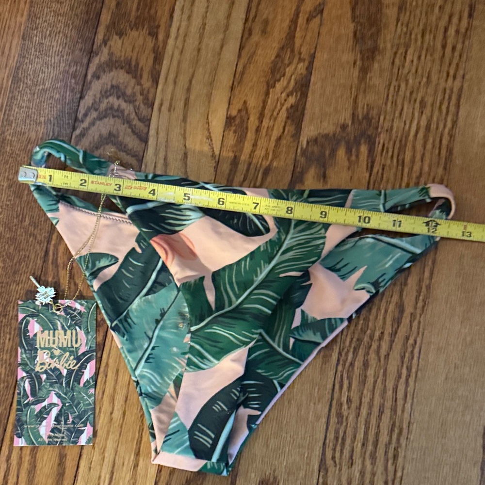 MUMU Barbie Tropical Leaf Print Bikini Bottom NWT 2018 Mattel Cheeky - Picture 8 of 9
